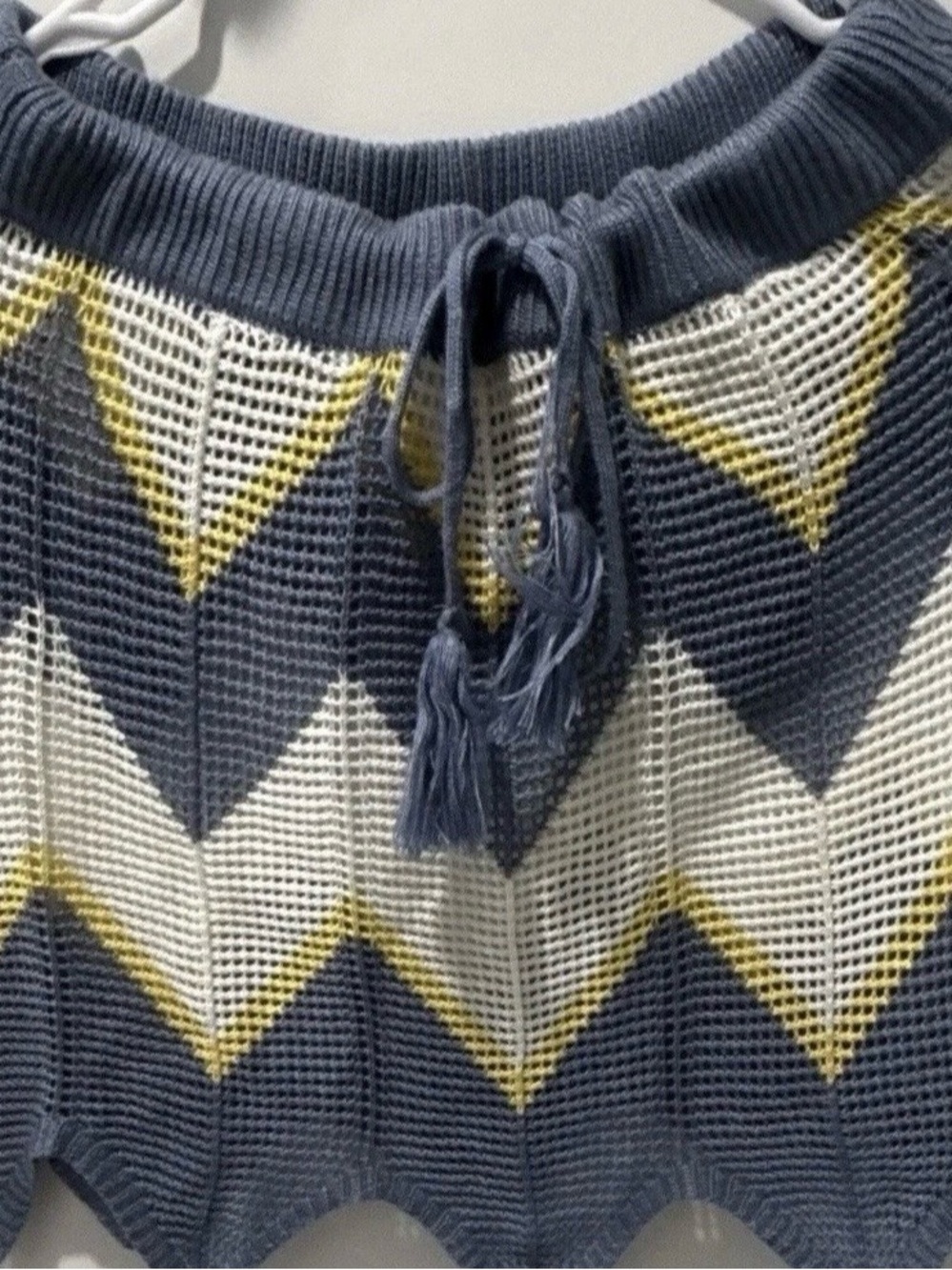 XL Hippie Chevron Knit Crop Top & Skirt Set - Blue/Cream - Picture 3 of 10